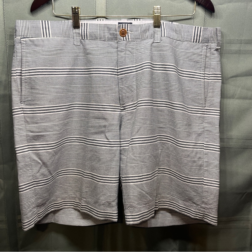 J. Crew Gray Flat Front Shorts with Stripes